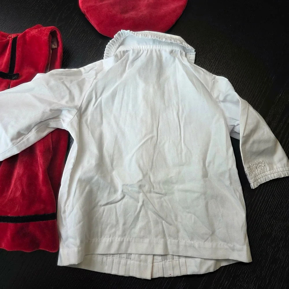Vintage 1998 Gymboree Red Velvet Dress Set Beret Hat Blouse Infant 6-12 Months